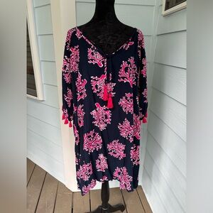 2x escapada navy and pink dress with tassel details